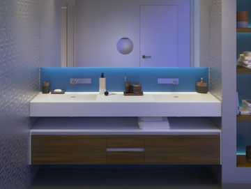 SYSTEM DESK - Wall-mounted Solid Surface washbasin with integrated countertop by MOMA Design - view 2